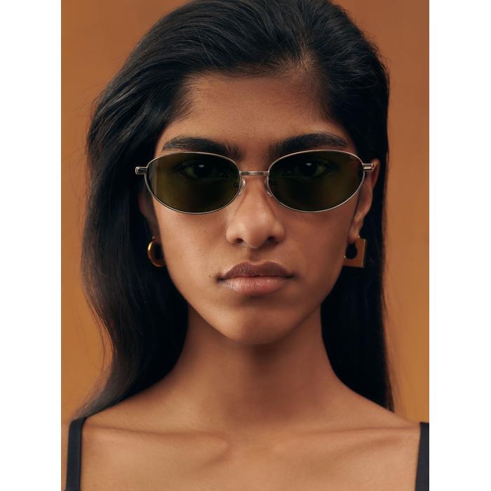 Oval aviator sunglasses цвет: Серебристый