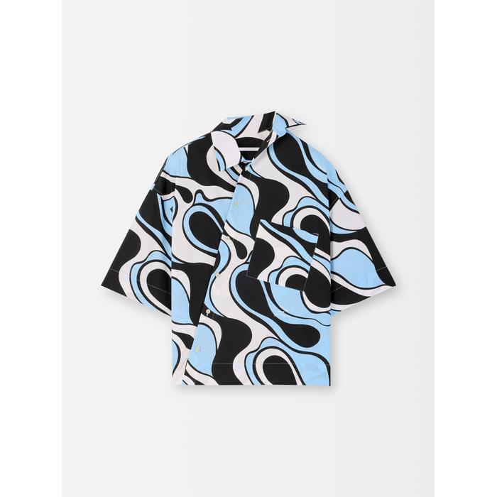 Асимметричная рубашка с художественным принтом "Зебра" цвет: Print wavy psyche logo blue/black