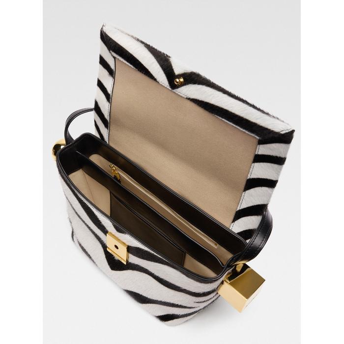 Сумка через плечо с клапаном цвет: Black & white zebra