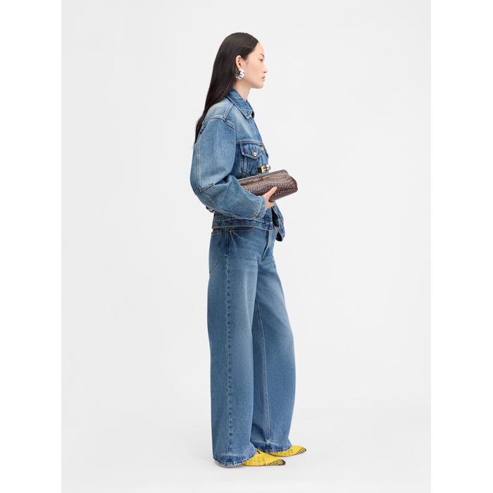 Изогнутая джинсовая куртка цвет: Blue/tabac