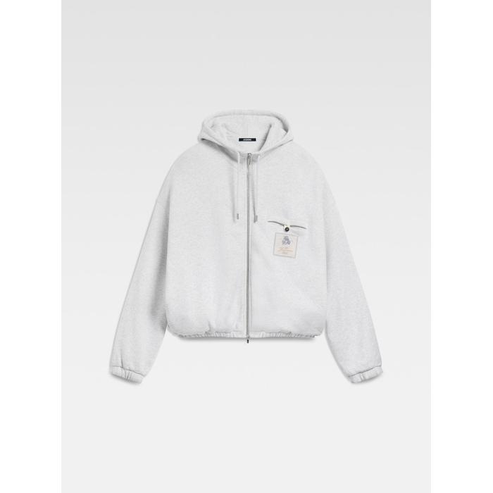 Толстовка на молнии с логотипом Jacquemus Club цвет: Athletic club grey