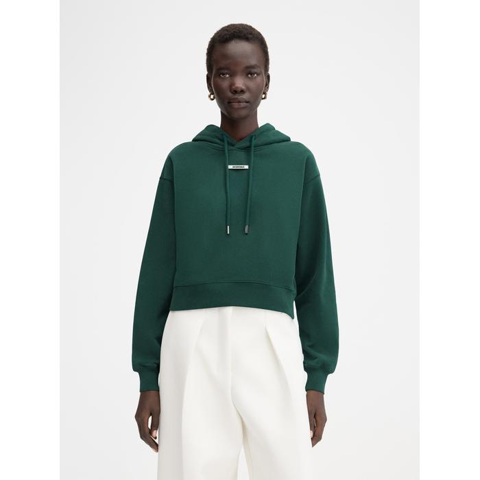 Толстовка с логотипом в крупный рубчик цвет: Dark green 2