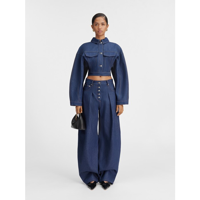 Широкие джинсы с закругленными краями цвет: Navy/brown