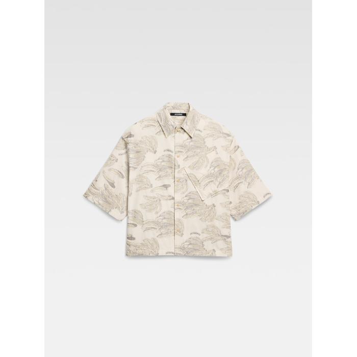 Банановая жаккардовая рубашка свободного кроя цвет: Jacquard banana logo ecru