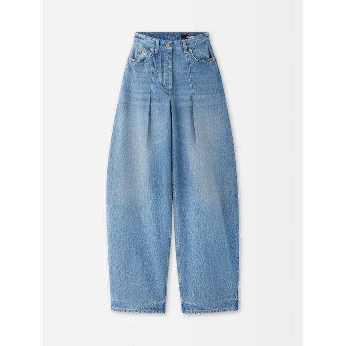 Джинсы с завышенной талией и закругленными краями цвет: Blue/tabac