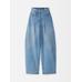 Джинсы с завышенной талией и закругленными краями цвет: Blue/tabac