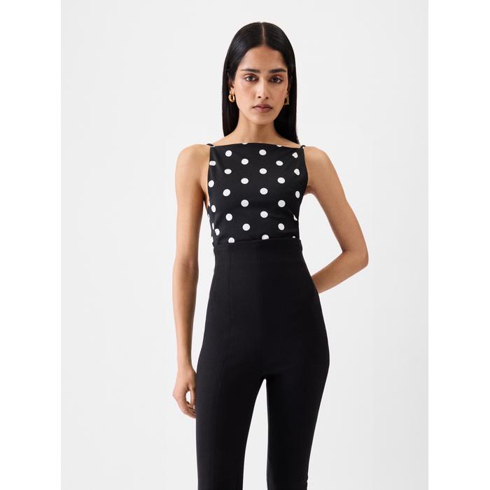 Цельный купальник с принтом в горошек цвет: Print dots round square black/white