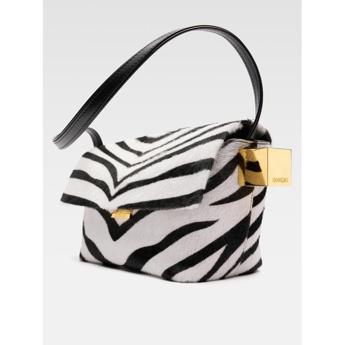 Сумка через плечо с клапаном цвет: Black & white zebra