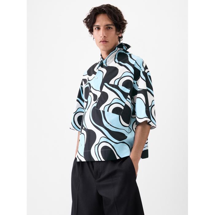 Асимметричная рубашка с художественным принтом "Зебра" цвет: Print wavy psyche logo blue/black