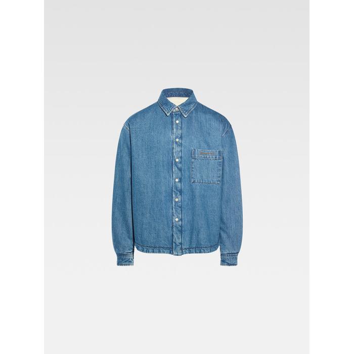 Джинсовая верхняя рубашка с пышными рукавами цвет: Blue/tabac
