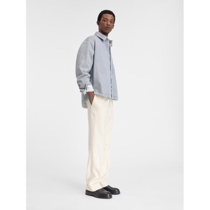 Джинсовая рубашка с пышными рукавами поверх рубашки цвет: Grey / off-white