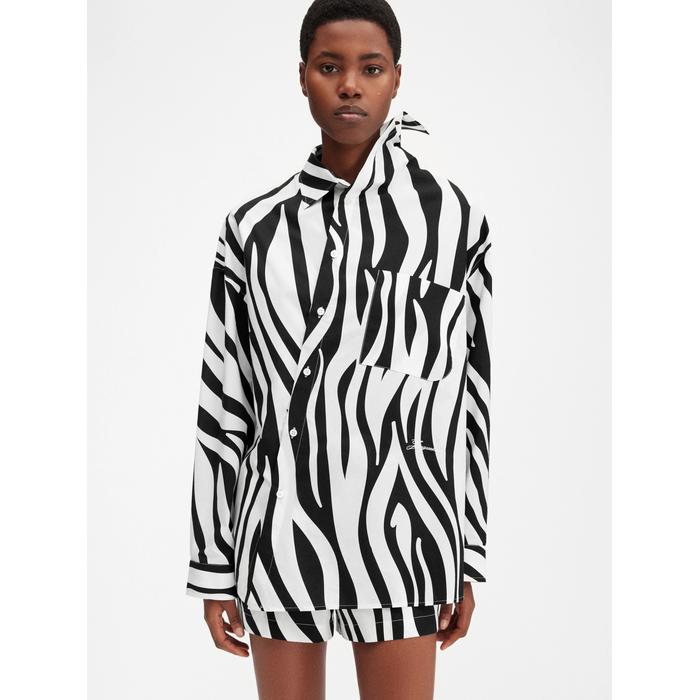 Асимметричная рубашка с художественным принтом "Зебра" цвет: Print zebra arty white black