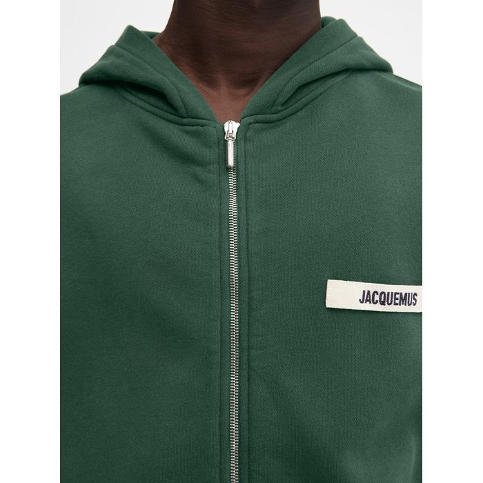 Толстовка на молнии с логотипом в крупный рубчик цвет: Dark green 2