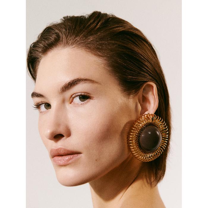 Серьги с подсолнухами цвет: Gold / brown