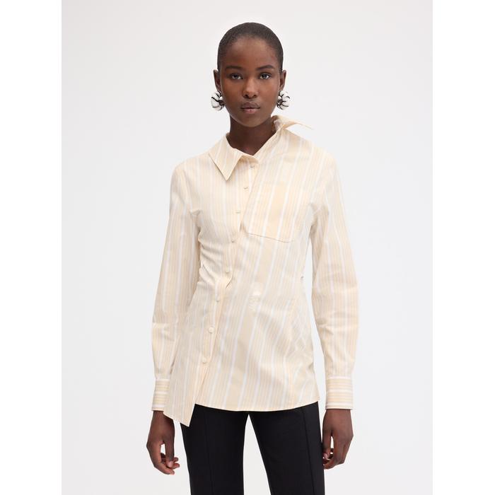 Асимметричная рубашка в полоску цвет: Jacquard business big logo stripes beige/white