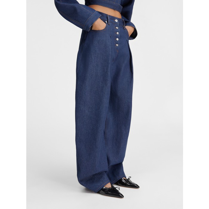 Широкие джинсы с закругленными краями цвет: Navy/brown
