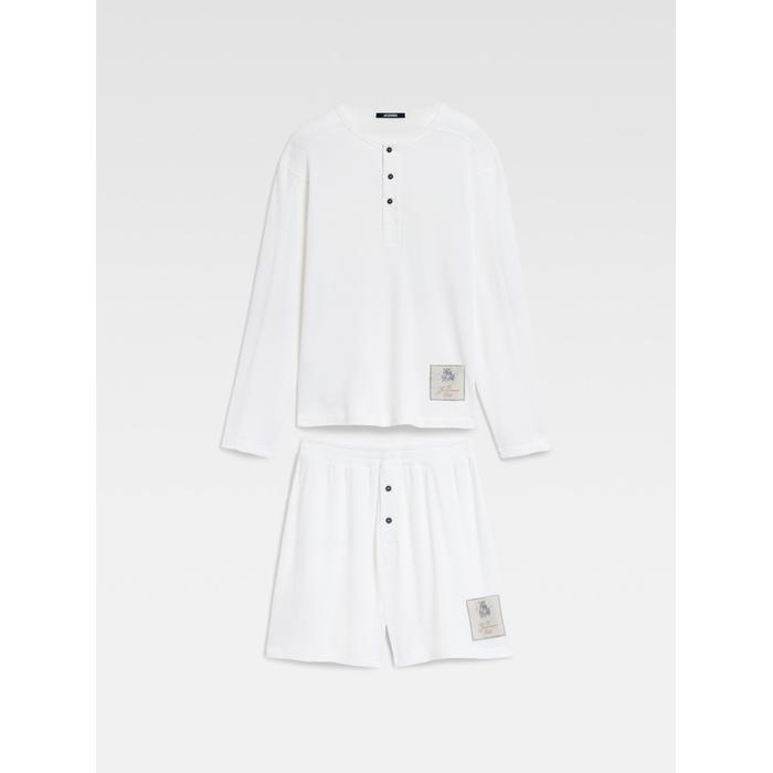 Комплект из топа и шорт Henley цвет: Белый