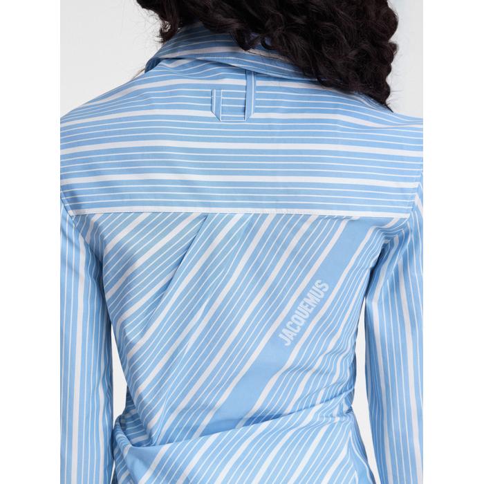 Асимметричная рубашка в полоску цвет: Jacquard blue/white