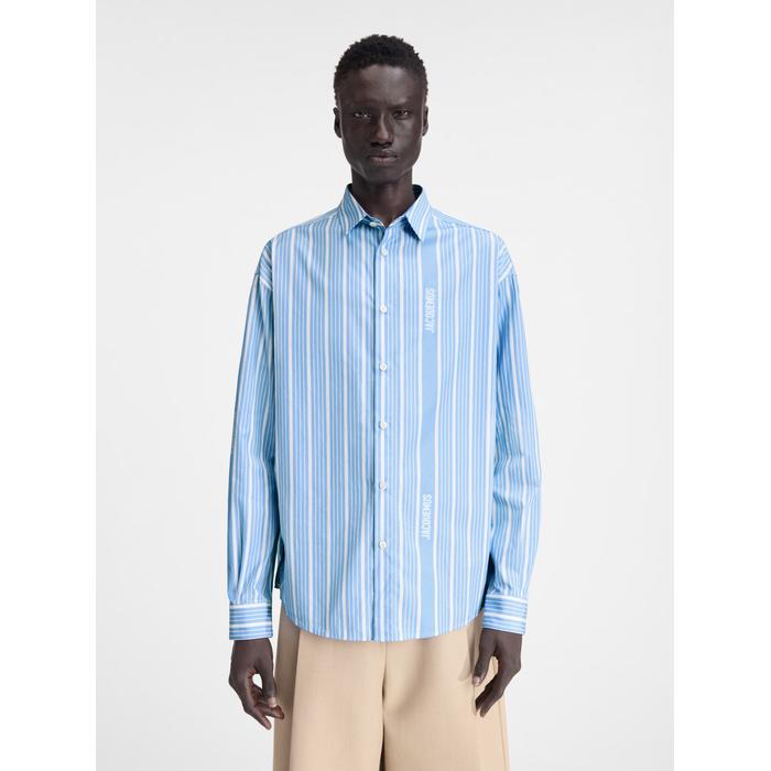 Жаккардовая рубашка с деловым логотипом цвет: Jacquard blue/white