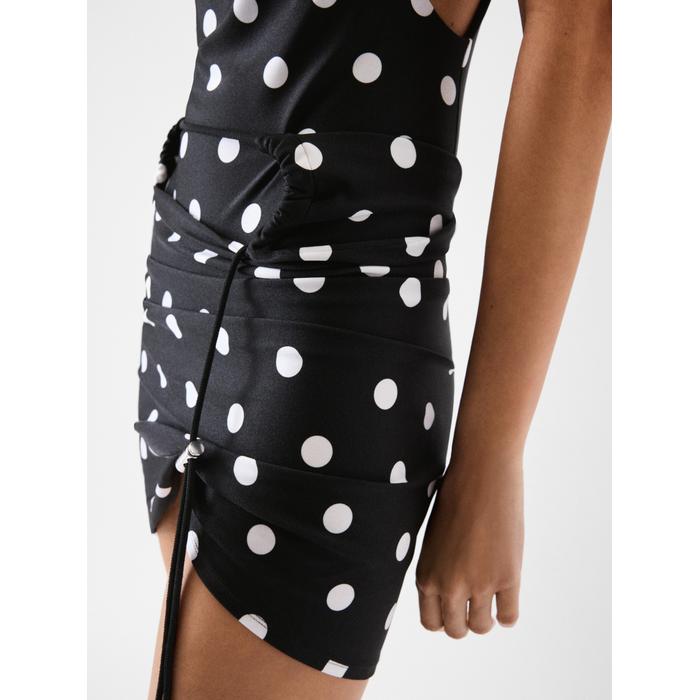 Платье с квадратным вырезом и встроенным боди цвет: Print dots round square black/white