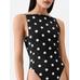 Цельный купальник с принтом в горошек цвет: Print dots round square black/white