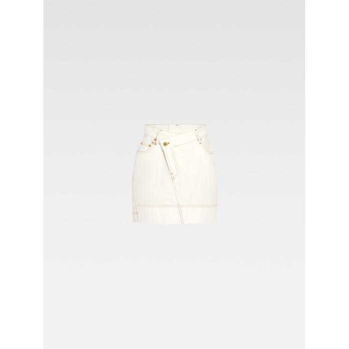 Асимметричная мини-джинсовая юбка цвет: Off-white/tabac