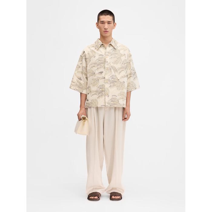 Банановая жаккардовая рубашка свободного кроя цвет: Jacquard banana logo ecru