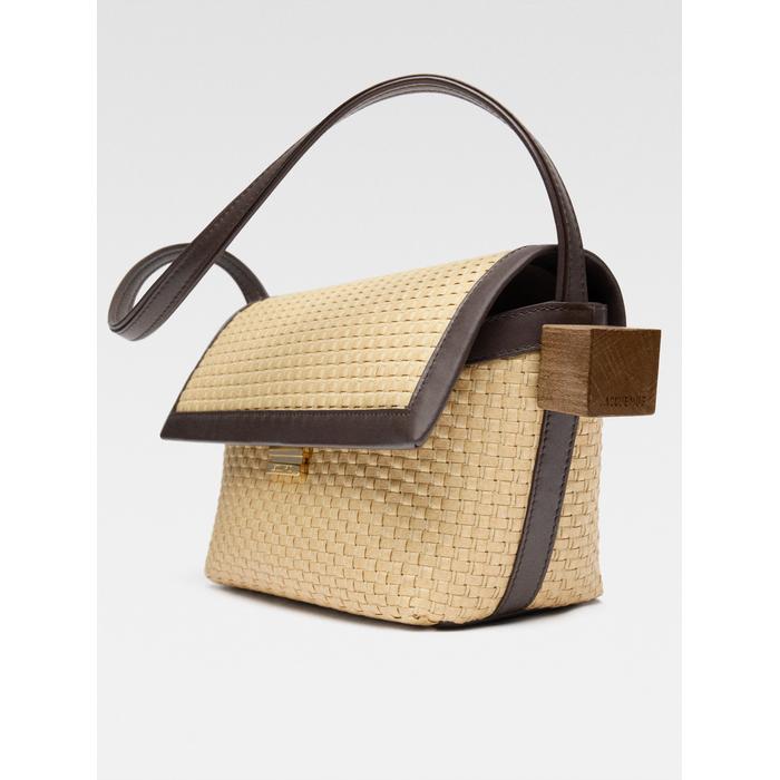Сумка через плечо с клапаном цвет: Natural / dark brown
