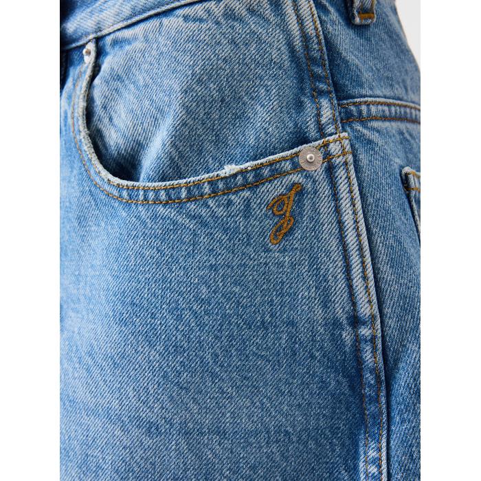 Джинсы с завышенной талией и закругленными краями цвет: Blue/tabac