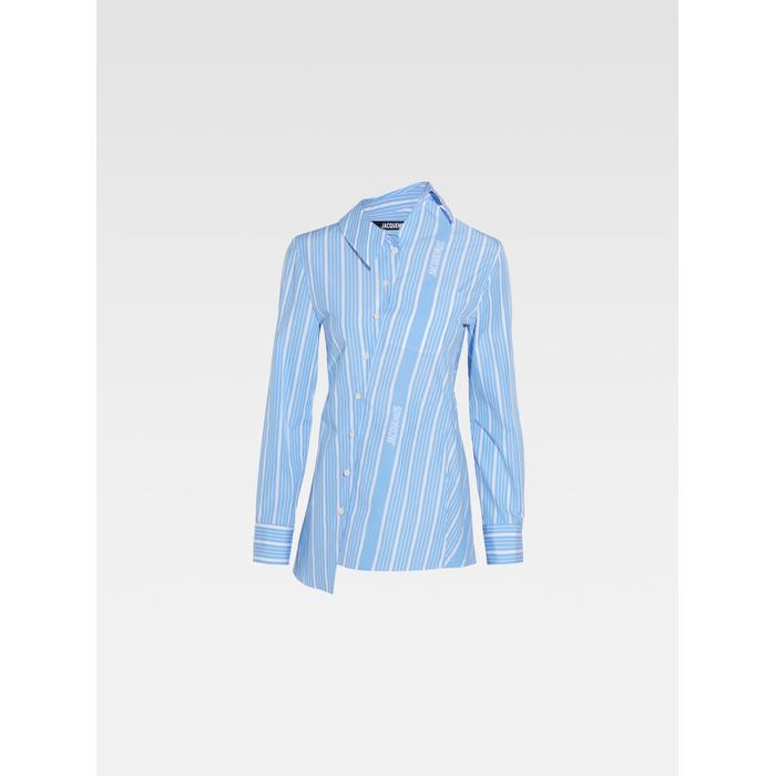 Асимметричная рубашка в полоску цвет: Jacquard blue/white