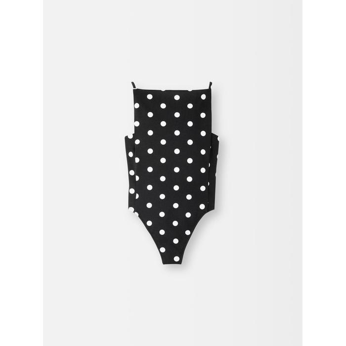 Цельный купальник с принтом в горошек цвет: Print dots round square black/white