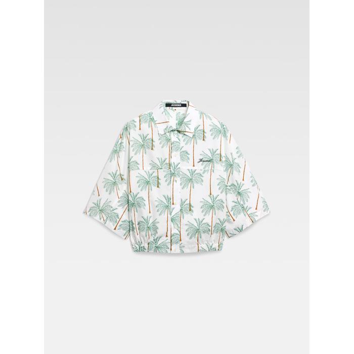Короткая рубашка с пальмами цвет: Print palmtrees drawing white