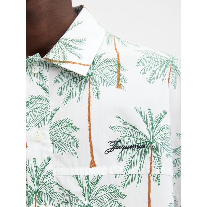 Короткая рубашка с пальмами цвет: Print palmtrees drawing white