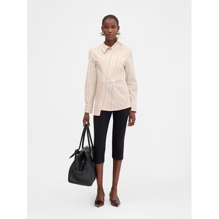 Асимметричная рубашка в полоску цвет: Jacquard business big logo stripes beige/white