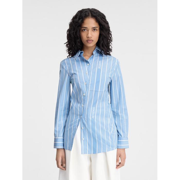 Асимметричная рубашка в полоску цвет: Jacquard blue/white