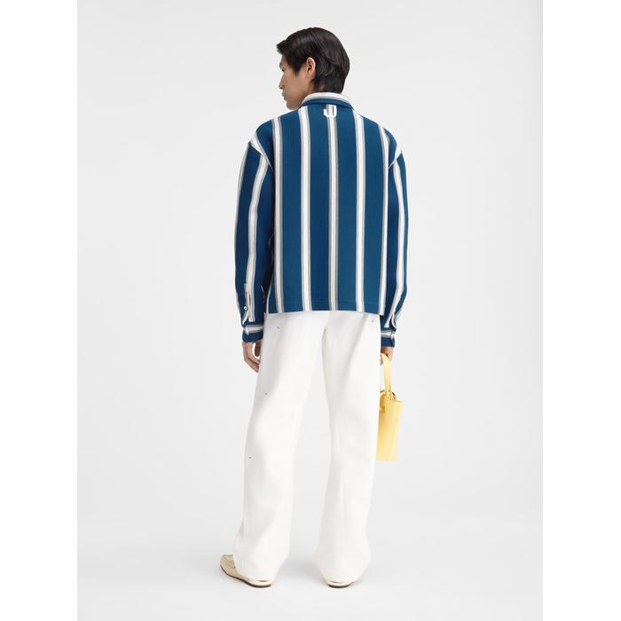 Полосатая рубашка свободного покроя цвет: Jacquard logo stripes white