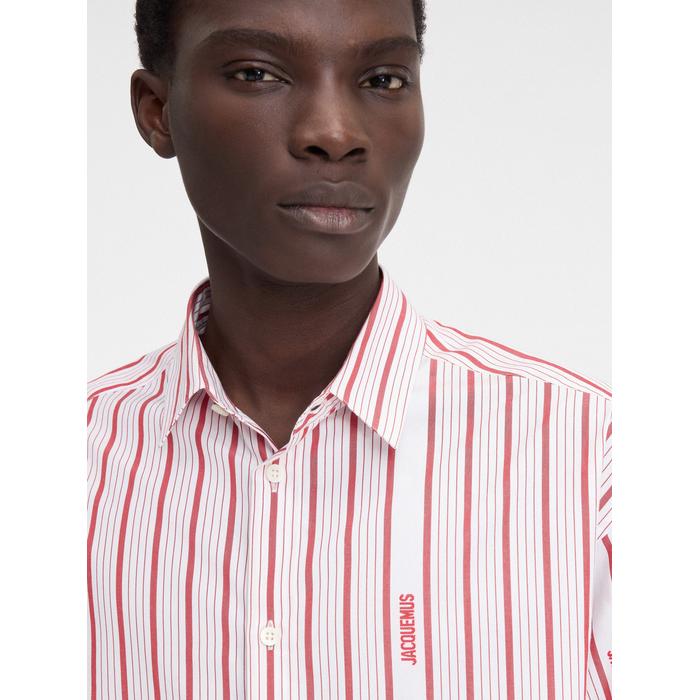 Рубашка в полоску с длинными рукавами цвет: Jacquard business logo stripes red / white