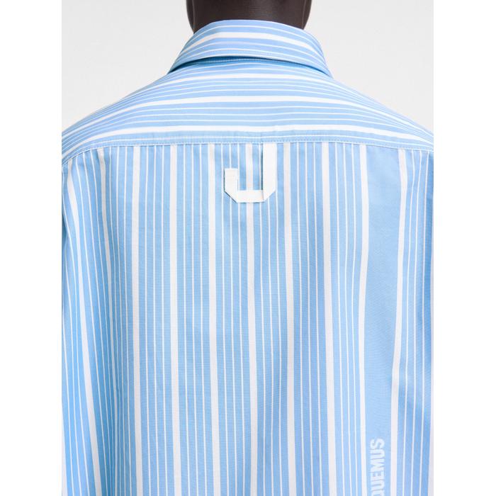 Жаккардовая рубашка с деловым логотипом цвет: Jacquard blue/white