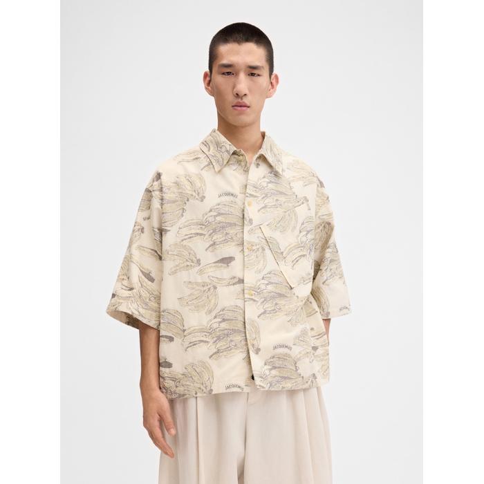 Банановая жаккардовая рубашка свободного кроя цвет: Jacquard banana logo ecru