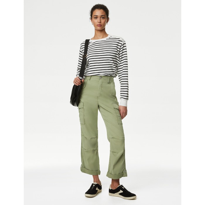 брюки-карго Lyocell™ Straight Leg Crop
