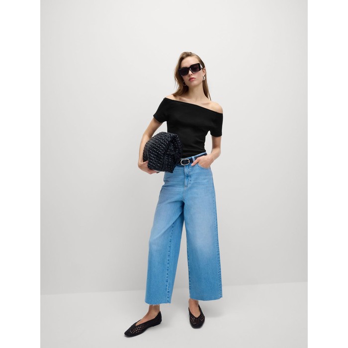 Футболка с открытыми плечами из чистого хлопка Slim Fit