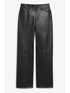 брюки из искусственной кожи с прямыми штанинами до середины талии черного цвета