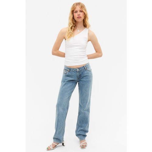 прямые джинсы среднего синего цвета с заниженной талией moop