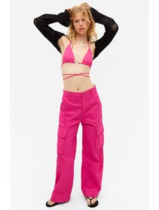 брюки-карго с низкой талией свободного кроя хлопчатобумажные розовые