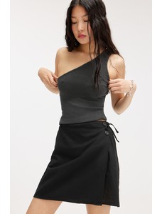 черная юбка с запахом из льняной смеси