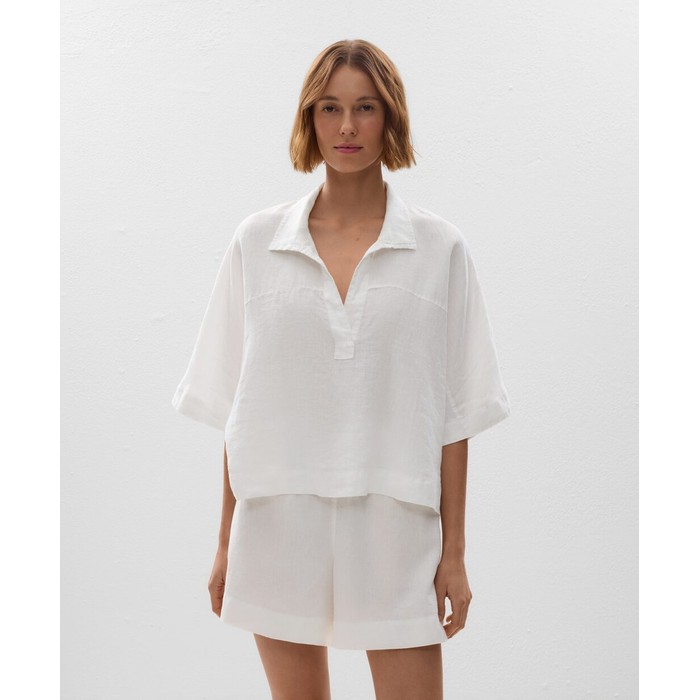 Рубашка Oversize с короткими рукавами из 100% льна