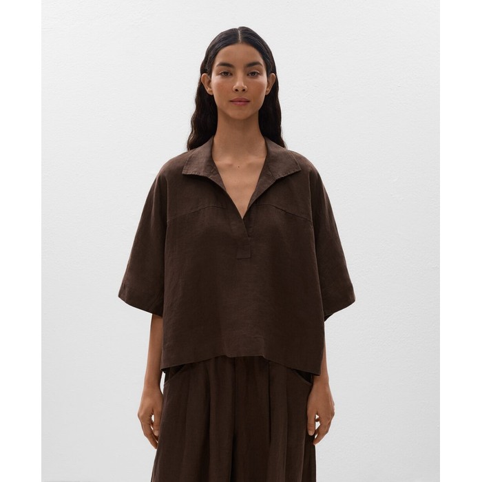 Рубашка Oversize с короткими рукавами из 100% льна