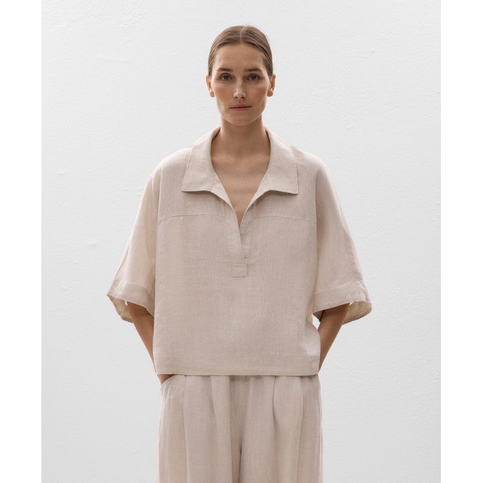 Рубашка Oversize с короткими рукавами из 100% льна