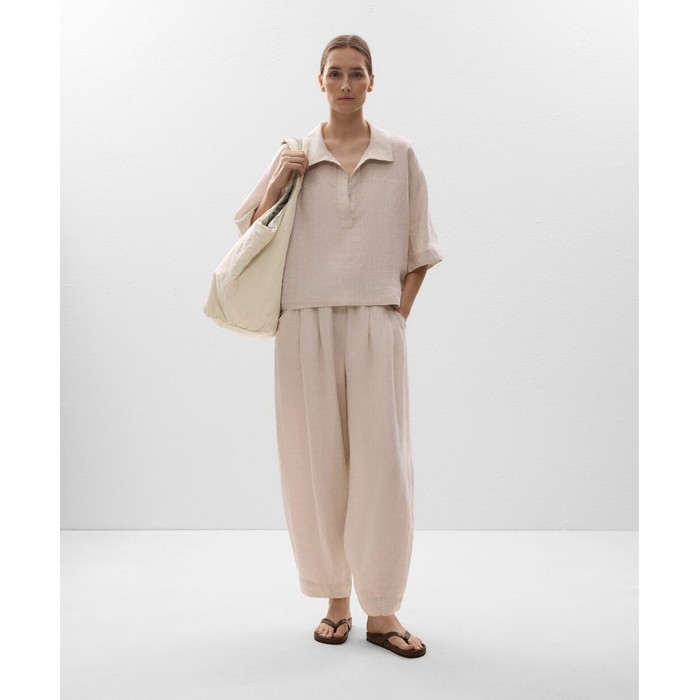 Рубашка Oversize с короткими рукавами из 100% льна