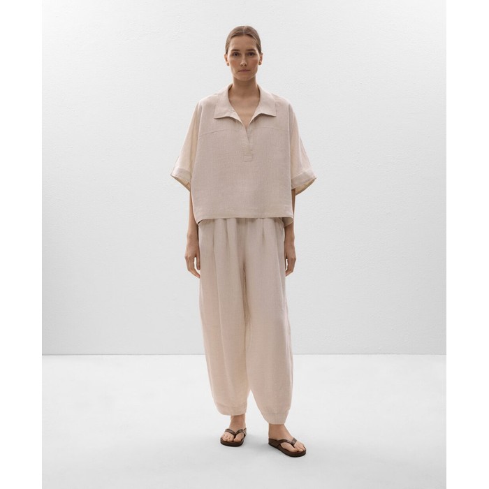 Рубашка Oversize с короткими рукавами из 100% льна